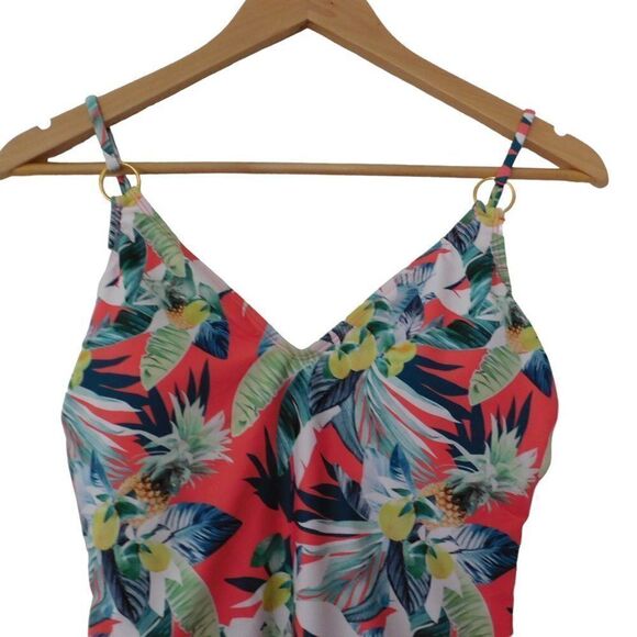 NEW Vigoss Womens Swimsuit Strappy One Piece Size Medium Tropical Print - Picture 2 of 6